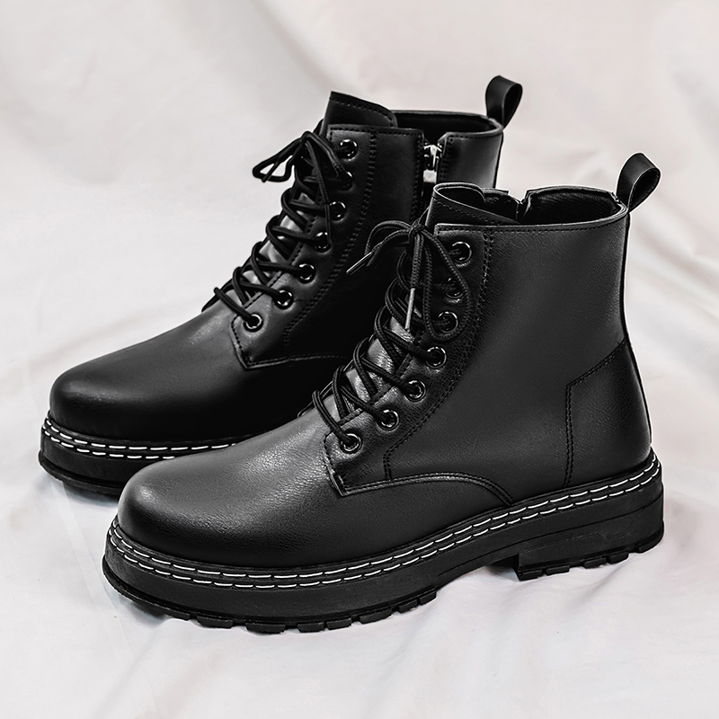 Mens Fashion Modern - Мужские 4-сезонные черные мотоциклетные ботинки из
