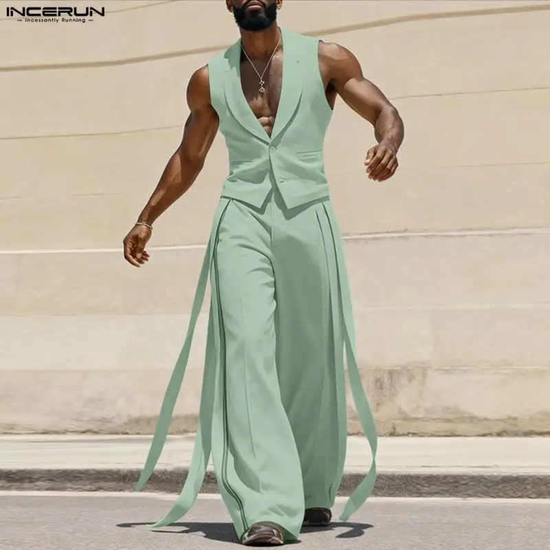 Mens Fashion Vest - Мужской комплект INCERUN: однотонные жилеты без