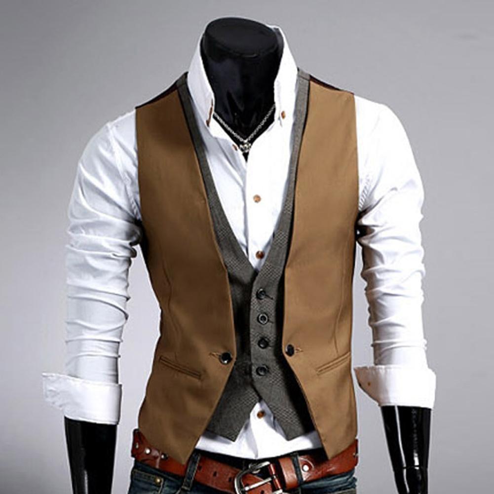 Formal Waistcoat Vest - Мужской жилет, деловой однотонный жилет на